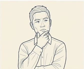 Wireframe line-art avatar illustration of Waterloo Chen