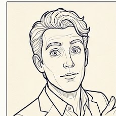 Wireframe line-art avatar illustration of Baxter Fourfour